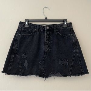 We The Free Black Denim Mini Skirt FP Free People